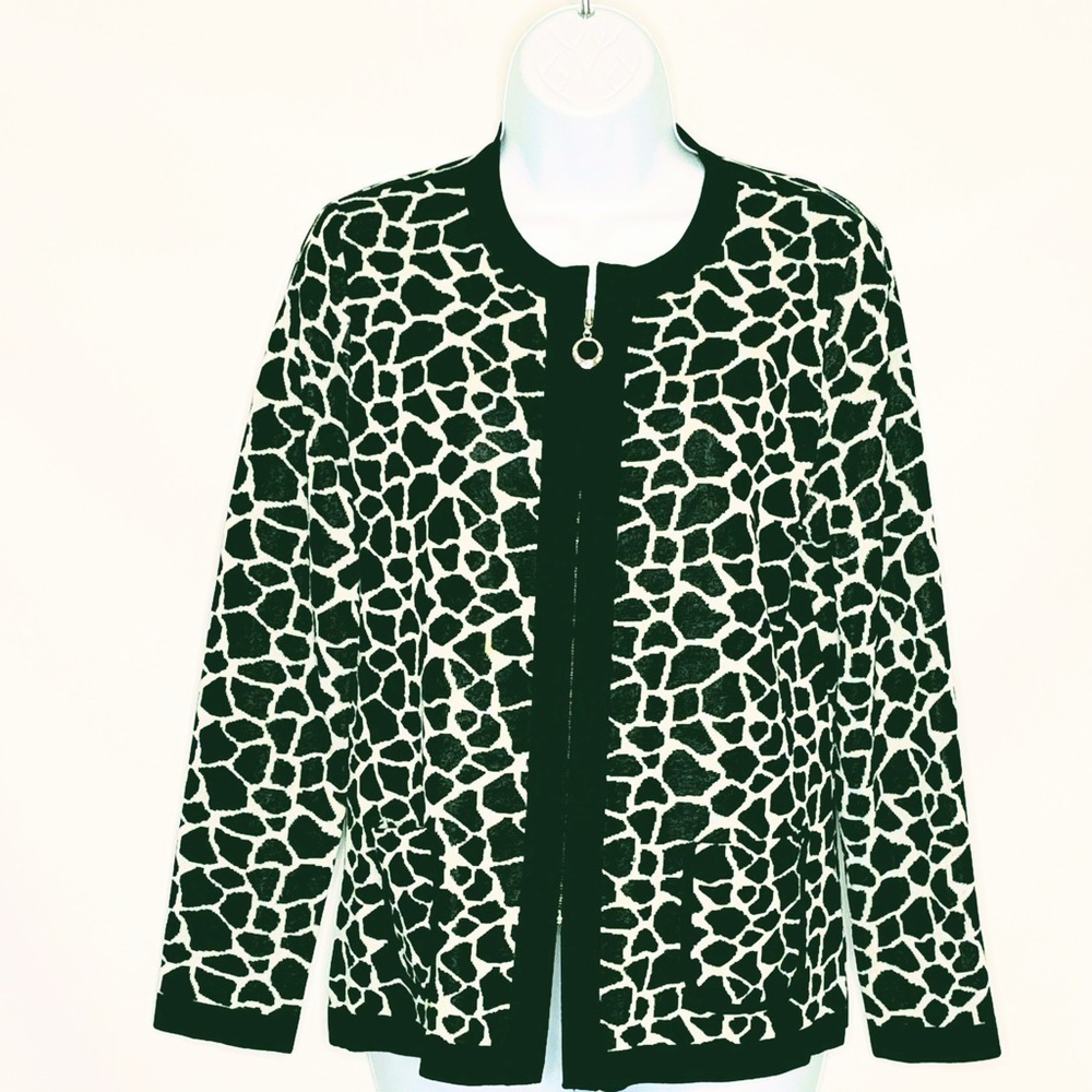 Mistook Giraffe Print Jacket, Size S, Black & White